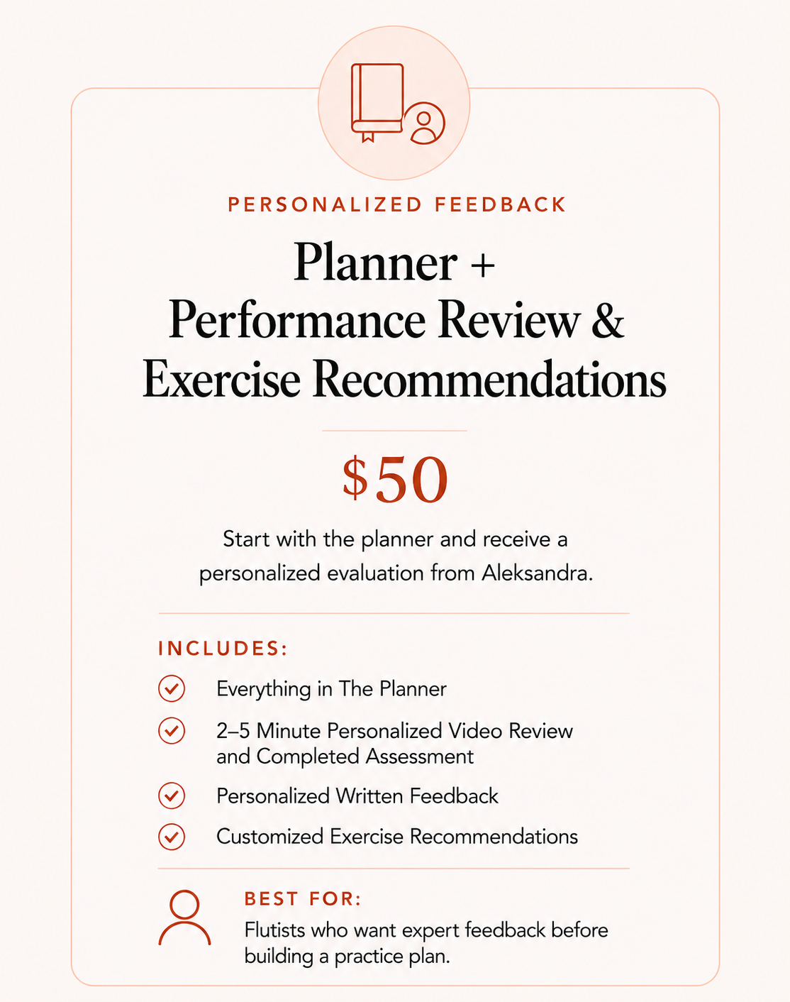 Planner + Performance Review & Exercise Recommendations